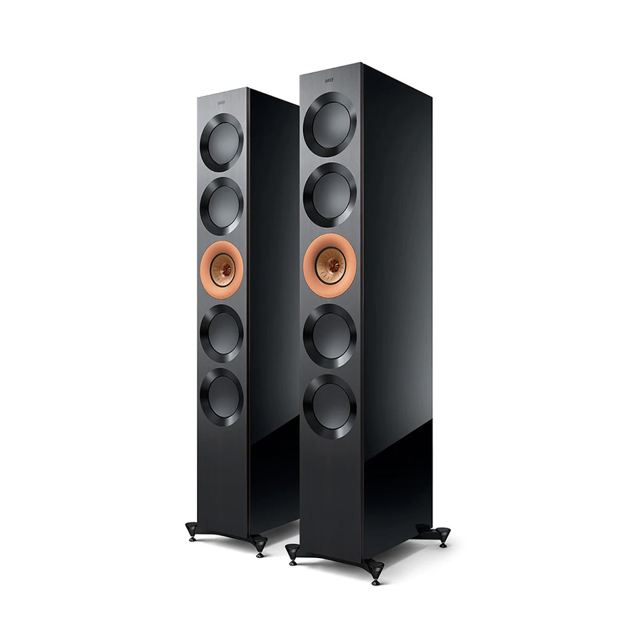 KEF-Reference-5-Speakers-High-Gloss-Black-Copper KEF Reference 5 Floorstanding Speakers (Pair) - Image 1