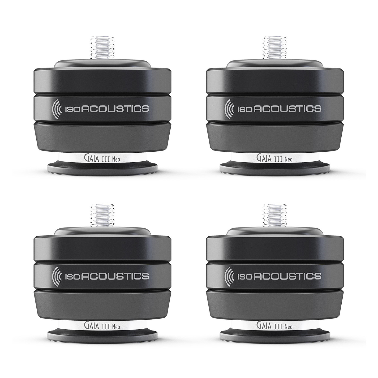 IAGAIAIIINEO-4S-BLK_01_set_of_four_front_2025__07229 IsoAcoustics GAIA III Neo Speaker Isolation Feets (Set of 4) - Image 1