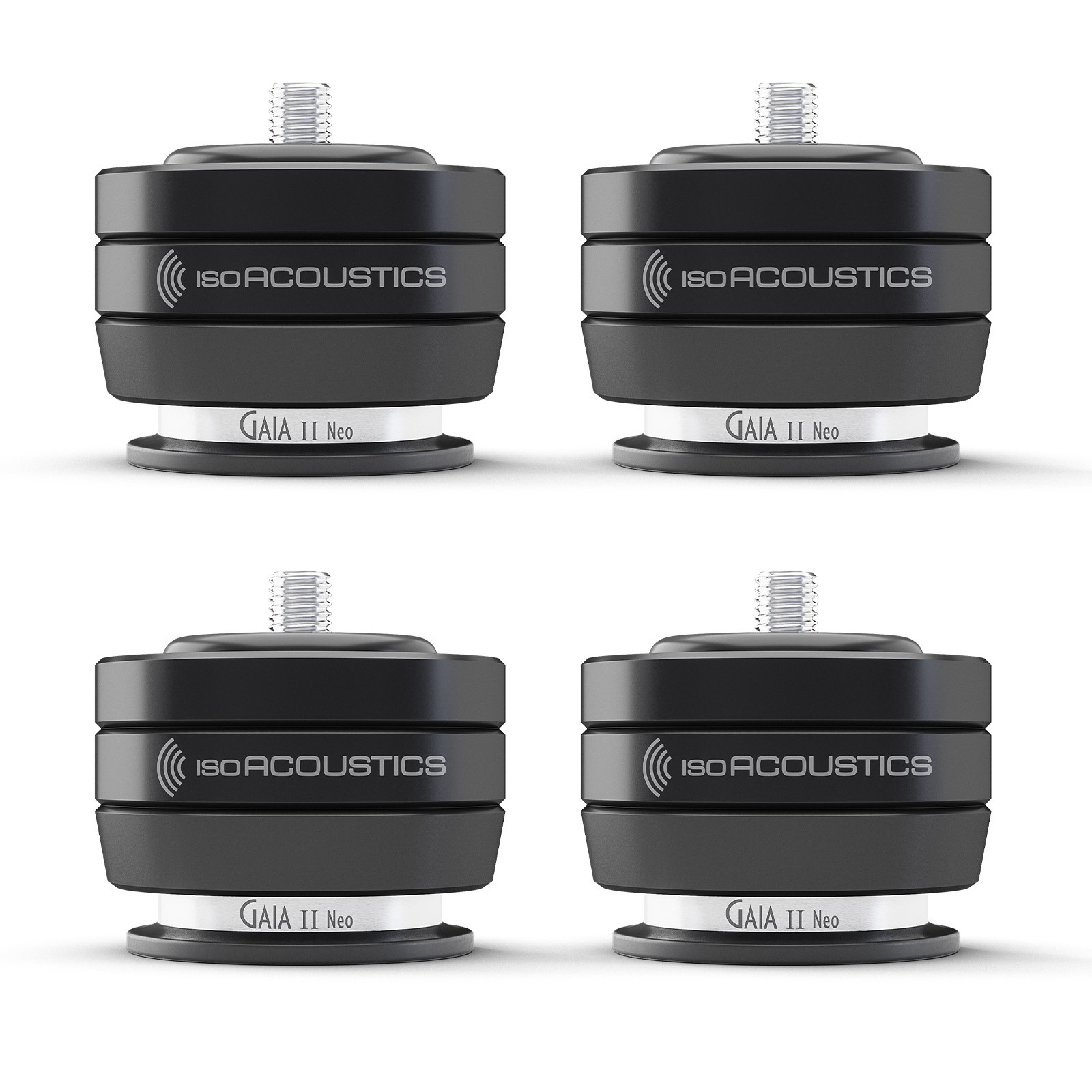 IAGAIAIINEO-4S-BLK_02_front_set4_2025__40214 IsoAcoustics GAIA II Neo Speaker Isolation Feets (Set of 4) - Image 1