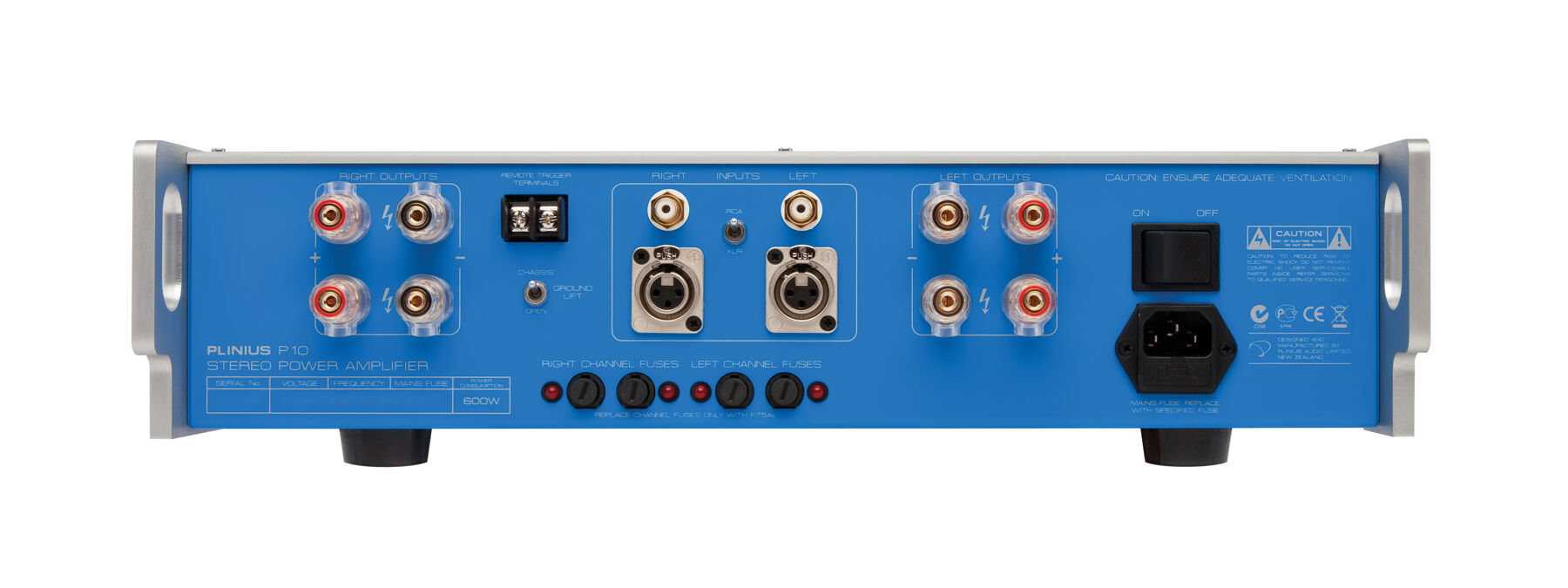 Plinius P10 power amplifier rear panel